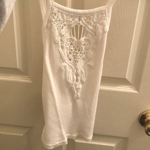 Small, white, crochet tank top